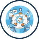 Experienced RPO recruitment team illustrated inside a round icon.