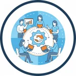 Experienced RPO recruitment team illustrated inside a round icon.