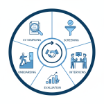 HR team reviewing candidate data as part of a comprehensive recruitment process outsourcing (RPO) service.